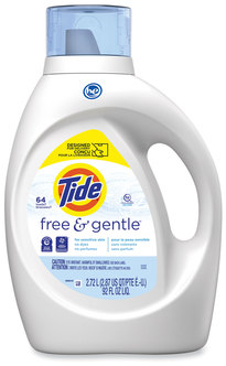Tide® Free & Gentle™ HE Compatible Liquid Laundry Detergent. 92 oz. Unscented. 1 bottle.
