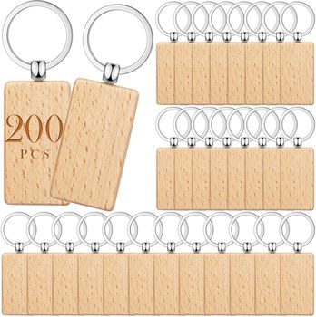 Wooden Keychain Blanks. 2.17 X 1.22 X 0.28 in. 200 keychains/box.