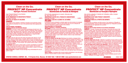 Secondary Label for Profect® HP COG Disinfectant Cleaner.