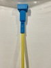 A Picture of product 512-601 Wet Mop Handle.  Blue Jaws.  1" x 60" Fiberglass Handle with Plastic Head.  Use with wide band mops.
