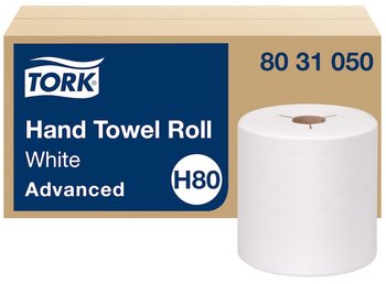 Tork Advanced Hardroll Towel, White, Y-Notch, 8" x 1,000 Feet.  6 Rolls/Case.