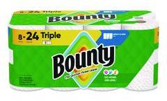 Bounty® Select-a-Size Kitchen Roll Paper Towels. 2-Ply. 6 X 11 in. White. 123 sheets/roll, 8 triple rolls/carton.