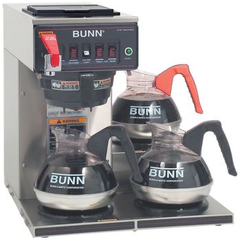 BUNN® CWTF-3 Three Burner Automatic Coffee Brewer, Stainless Steel, Black