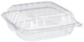 Dart ClearSeal® 3-Compartment Medium Square Plastic Hinged Lid Containers. 3.02 X 8.32 X 8.28 in. Clear. 250/case.
