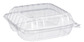 A Picture of product DCC-C90PST3 Dart ClearSeal® 3-Compartment Medium Square Plastic Hinged Lid Containers. 3.02 X 8.32 X 8.28 in. Clear. 250/case.