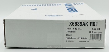Can Liner.  33 Gallon.  33" x 39".  1.50 Mil.  Black Color.  Coreless Roll.