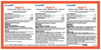 Secondary Label for Simplifill HALT® 5 Disinfectant.