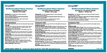 Secondary Label for Simplifill Biorenewables Glass Cleaner.