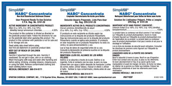 Secondary Label for Simplifill NABC Concentrate Restroom Cleaner.
