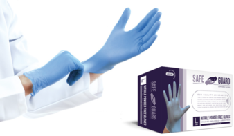 Crystalware Safe Guard Powder Free Nitrile Gloves. Size Small. 4.5 mil. Blue. 100 gloves/dispenser, 10 dispensers/case.