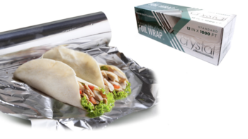 Crystalware Standard Aluminum Foil Roll in Cutter Box. 18 in. X 1,000 ft.