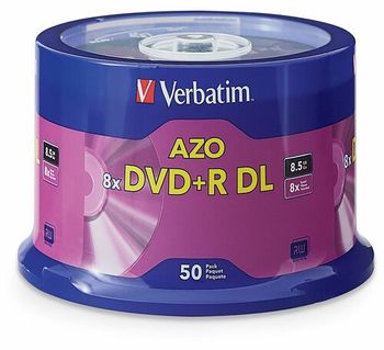 Verbatim 8X DVD Recordable Media. DVD+R DL. 8.50 GB. 50/pack.