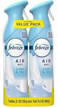 Febreze Air Mist Air Freshener Spray Spray - 8.1 fl oz (0.3 quart) - Linen & Sky - Odor Neutralizer, Long Lasting - 2/Pack - 3 / Carton