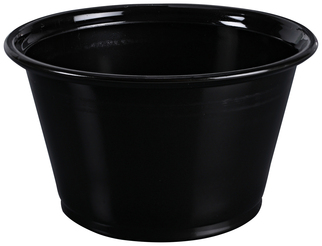 Plastic Portion Cup 4oz Black 2500 / cs, Polypropylene.