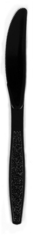 Crystalware Sleek Heavyweight Polypropylene Plastic Knives. Black. 1000/case.