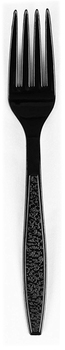 Crystalware Sleek Heavyweight Polypropylene Plastic Forks. Black. 1000/case.