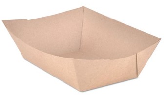 Crystalware Kraft Paper Boat Food Trays. 0.40 lb. Brown. 250 trays/bag, 4 bags/case.