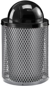 Global Industrial™ Outdoor Diamond Steel Trash Can With Dome Lid. 36 gal. 23-1/2 X 40 in. Gray with Black Lid.