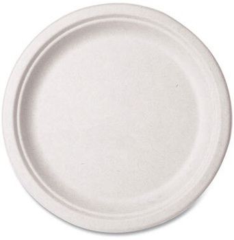 Vegware™ Nourish Molded Fiber Tableware, Compostable, Plate, Sugarcane, 10" dia, White, 500/Carton