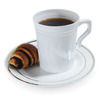 A Picture of product 969-892 Fineline Silver Splendor Coffee Mugs. 8 oz. White and Silver. 12 mugs/pack, 10 packs/case.
