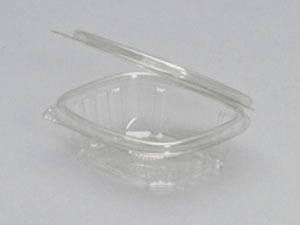 Genpak Clear Hinged Deli Container with Flat Lid. 4 oz. 4.25" x 3.63" x 1.25". 100 Containers/Sleeve. 400 per case.