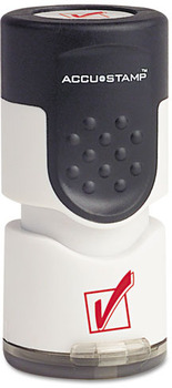 Accustamp Pre-Inked Round Stamp with Microban, Check Mark, 5/8" dia, Red