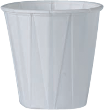 Treated Paper Soufflé Portion Cups.  3.50 oz.  White Color.  100 Cups/Tube, 5,000 Cups/Case.