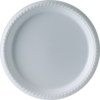 A Picture of product 241-413 Party Plastic Dinnerware.  10" Diameter Plate.  White Color.  Use LPF15 Lid.  25 Plates/Sleeve.