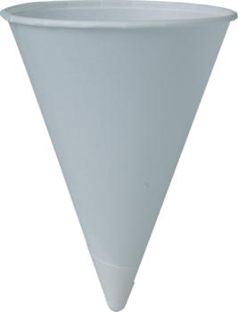 Bare™ Eco-Forward™ Treated Paper Cone Cup with Rolled Rim. 4.25 oz. White Color. 200 Cups/Tube.