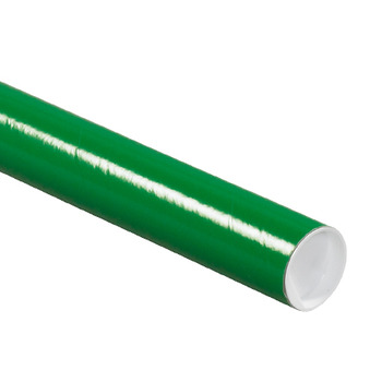 Mailing Tubes with Caps.  2" x 18".  Green Color.