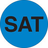 A Picture of product 969-471 Days of the Week Labels.  1" Circle.  Printed "SAT".  Fluorescent Blue Color.