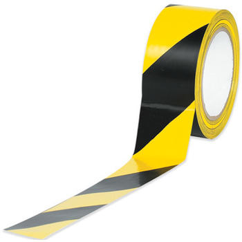 Striped Vinyl Safety Tape. 3" x 36 Yards. Black / Yellow. 7.00 Mil.