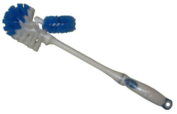 Toilet and Rim Bowl Brush.  Plastic Bristles.  15" Handle