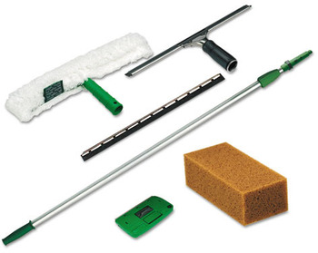 Unger® Pro Window Cleaning Kitw/8ft Pole, Scrubber, Squeegee, Scraper, Sponge