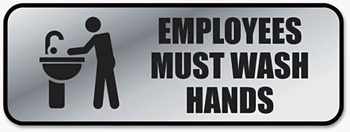 COSCO Brushed Metal Office Sign, Employees Must Wash Hands, 9 x 3, Silver