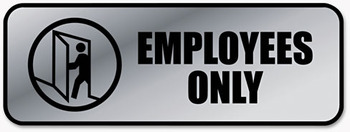 COSCO Brushed Metal Office Sign, Employees Only, 9 x 3, Silver