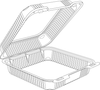 A Picture of product 329-500 Dart ClearSeal® Large Plastic Hinged Lid Containers. 8.9 X 9.4 X 3.0 in. Clear. 100 containers/sleeve, 2 sleeves/case.