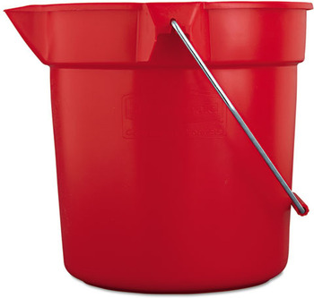 Rubbermaid® Commercial Brute® Round Bucket with Graduations. 10 qt. Red.