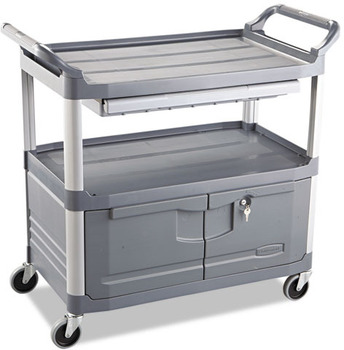 Rubbermaid® Commercial Xtra™ Instrument Cart, 300lb Cap, 3-Shelf, 20w x 40 5/8d x 37 4/5h, Gray