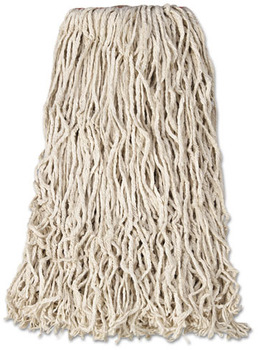 Premium Cut-End Cotton Wet Mop Head, 24oz, White, 1" Orange Band, 12/Carton