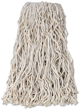 Rubbermaid® Commercial Non-Launderable Economy Cut-End Cotton Wet Mop Head, 24oz, 1" Band, White, 12/Case