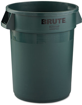 Rubbermaid® Commercial Round Brute® Container. 32 gal. Dark Green.