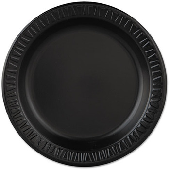 Quiet Classic® Foam Plastic Laminated Dinnerware Plates. 9 in. diameter. Black. 500 count.