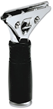 Unger® Pro Stainless Steel SqueegeeHandle, Rubber Grip, Black/Steel, Screw Clamp