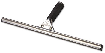Unger® Pro Stainless Steel Squeegee, 18" Wide Blade, Black Rubber, Insert Socket
