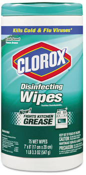 Clorox® Disinfecting Wipes, Fresh Scent, 7 x 8, White, 75/Canister, 6 Canisters/Carton