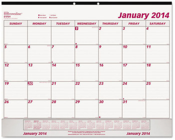 Brownline® Monthly Desk Pad Calendar 22 x 17, White/Burgundy Sheets, Black Binding, Clear Corners, 12-Month (Jan to Dec): 2026