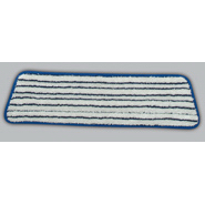 Rubbermaid Microfiber Finish Mop. 18" L x 5.5" W. Blue and white. Hook-and-loop backing. Launderable. 6/Case