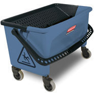 Rubbermaid Finish Bucket. Blue. Fits #6173 Janitor Cart and accommodate mops up to 18" in length. 14.7" L x 26.2" W x 16.2" H. Microfiber Flat Mop