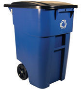 Rubbermaid® Commercial Brute® Square Recycling Roll-Out Container. 50 gal. Blue.